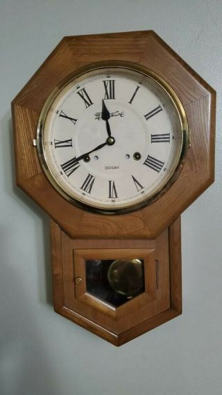 Rare Vintage Montgomery Wards 30 Day School Wall Clock - W/pendelum & Key