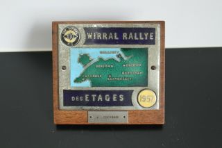 Mounted Enamel Badge Plaque Wirral 100 M.  C.  Wirral Rallye 1957 Des Etages Rare
