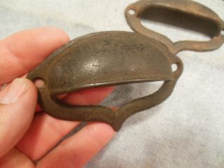 Vintage Rare Set Of 3 Heart Shaped Old Cast Iron Bin Drawer Pulls