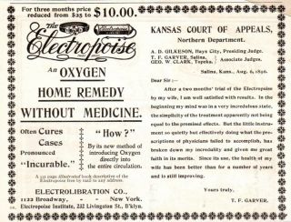 Antique Ad Medical Quack Medicine The Electropoise Oxygen Kansas Court Appeals