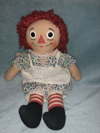 Vintage Raggedy Ann 15 " Cloth Doll Knickerbocker I Love You Heart Tag