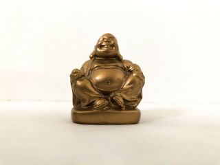 Chinese Feng Shui Laughing Smiling Buddha Statue Sculpture Gold Resin Rich Love