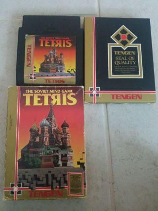 Rare Tetris Tengen Nintendo Nes W Box Soviet Mind Black Cart Video Game No Book