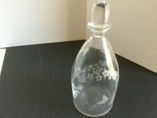 Vintage Clear Glass Apothecary Jar Bottle w/ etching Butterflies Glass StopperF 2