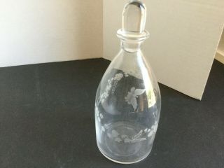Vintage Clear Glass Apothecary Jar Bottle w/ etching Butterflies Glass StopperF 3