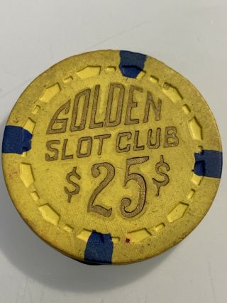 Rare 1955 Golden Slot Club $25 Casino Chip Las Vegas Nevada 3.  99