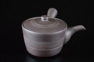 Z1475: Japanese Banko - Ware Brown Pottery Sculpture Teapot Kyusu Sencha