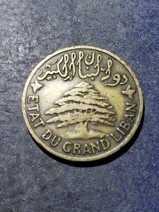 1931 LEBANON 5 PIASTRES - Rare Type/Date - Coin KEY DATE 2