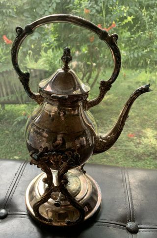 Vintage Silver Tilt Tea Pot Or Coffee Stand & Warmer Burner 3 Piece Tea Server