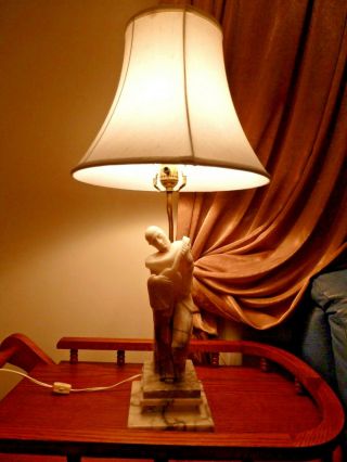 Vintage Neoclassical Italian Alabaster Marble Table Lamp Very Rare