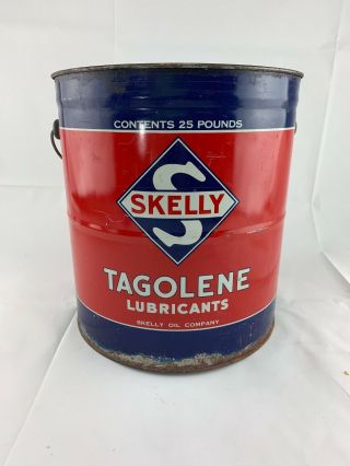 Vintage Skelly Gas Tagolene Grease 25 Lb Can W/handle Rare At/sh5