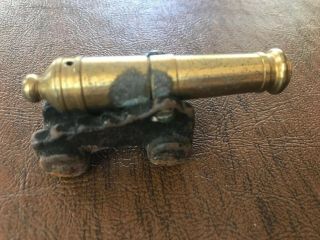 Vintage Cast Iron Brass Miniature Cannon Antique Military War History