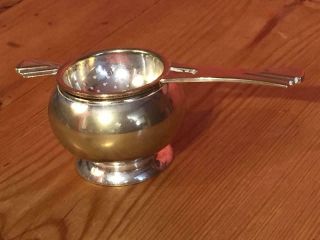Vintage Silver Plated Epns Art Deco Style Tea Strainer And Stand