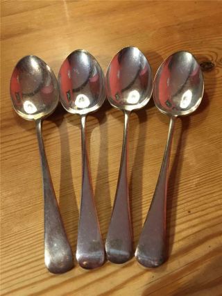 4 X Vintage Epns Silver Plate Table Spoons A1 Makers Mark J.  R 21cm