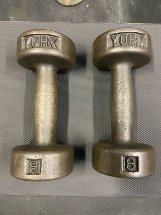 Vintage York Barbell Roundhead Dumbbell 8 Lb Very Rare Hard To Find Pre Usa