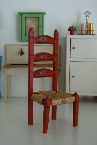 Vintage Rare Roger Williams Ladder Back Chair Doll House Furniture 1920s/1930s