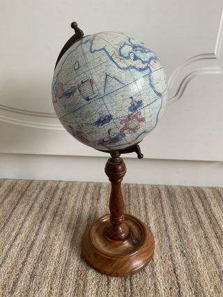 26cm Rotating Wooden/metal Vintage World Globe Map Ornament 2