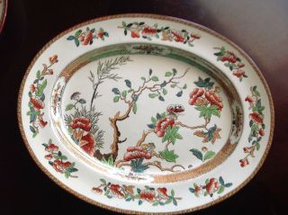 Antique Spode Copeland Indian India Tree Oval Platter Multi Colors