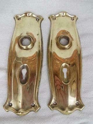 905 / Pressed Brass Art Nouveau Door Plates For The Key And Knob