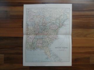 Antique map of America - Eastern part - 19th century Victorian colour map 2
