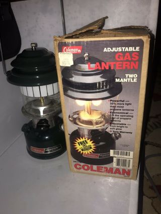 Vintage Coleman Model 288a700 Adjustable Two - Mantle Lantern W/ Box 3/89 W Box