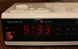 Vintage Sony Dream Machine Fm/am Digital Alarm Clock Radio Icf - C3w Beige Sticker