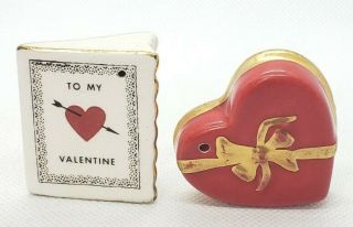 Vintage Arcadia Mini Salt And Pepper Shaker Valentine Card And Candy Heart Rare