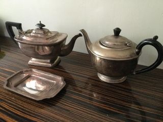 Vintage Silver Plated Tea Or Coffee Pot,  Small Tray - For Surface Refurb Polish
