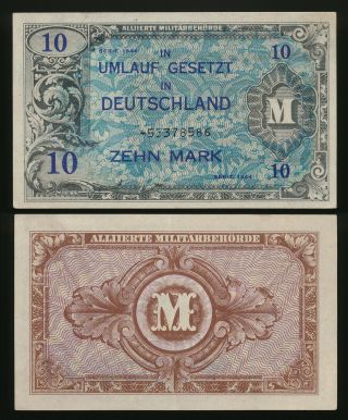 ,  Rare,  Allied Military Payment Replacement Note 1944 German 10 Marks No Rsrv