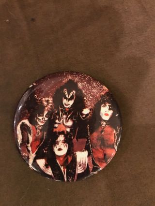 Kiss Aucoin 1977 3inch Hotline Kiss Group Shot Button Rare Vintage