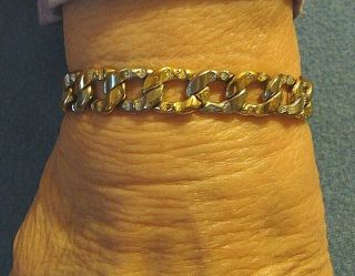 Rare C.  1940s Winard 7 " 12k White Gold Filled Cuban Link Bracelet W Safety Latch