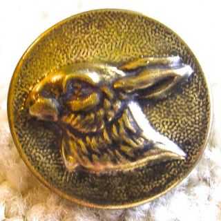 Scarce Antique French Brass Rabbit Button,  Ca.  1880s1890s Back Marked