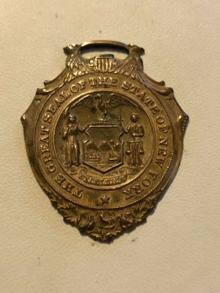 Antique Great Seal Of The State Of York Medallion Fob 14k Gold Plate Bronze