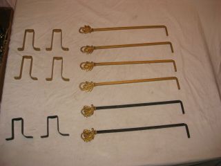 Vintage Art Deco Swing Arms Curtain Rods With Brackets Three Pairs