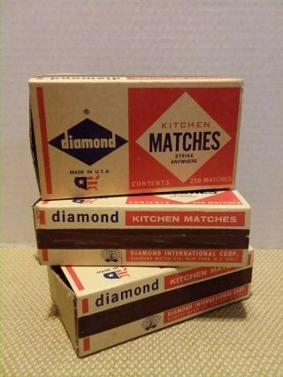 Diamond Strike Anywhere Matches 3 Pack 750 Count Red & White Tip Rare