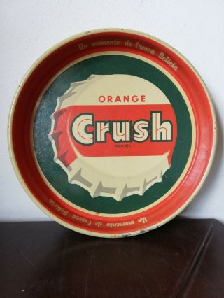Vintage Mexican Orange Crush Soda Tin Metal Tray From 60 