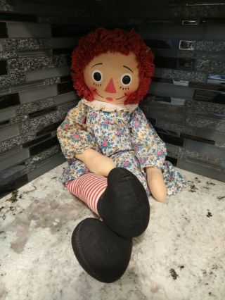 32 " Vintage Raggedy Ann Doll Fabric Antique Collectible I Love You Heart Rare
