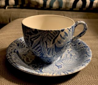 Antique/vintage Blue & White Teacup & Saucer Rare Scilla Burleigh Staffordshire