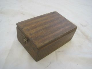 Small Vintage Wooden Box Trinket Rustic With Brass Clasp Solid Mahogany