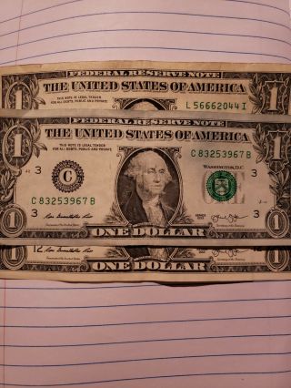 Rare $1 Never Before Seen US ONE DOLLAR BILL Wrong Color Ink. 2