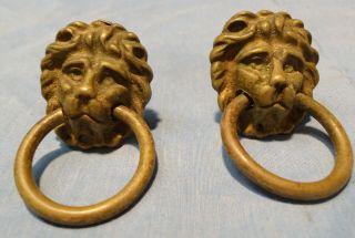 Vintage Lion Head With Ring Drawer Pull.