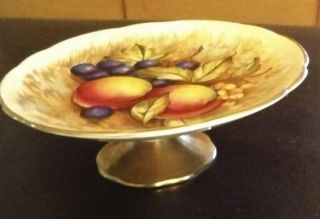 Euc Vintage Orchard Fruit Aynsley Rare Pedestal Candy Dish 5 " Signed D.  Jones