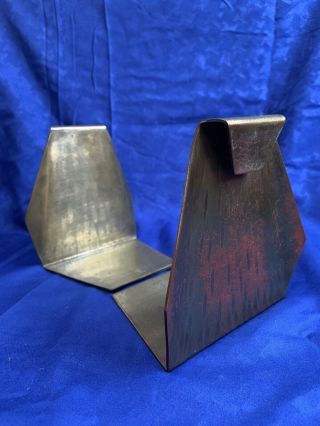 VTG MCM Pair Rare Roycroft Arts & Crafts Hammered Copper Folded Cobra Bookends 3