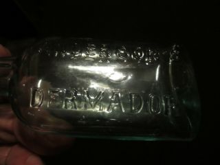 Anderson`s Dermador Small Aqua Antique Glass Liniment Bottle - Quack Medicine