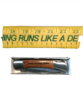 Rare Vintage John Deere 2000 Wood Handled 6” Folding Blade Pocket Knife - Nib