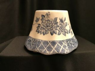 Candle Shade Vintage Topper Floral Blue White Ceramic Jar Candle 3.  5 "