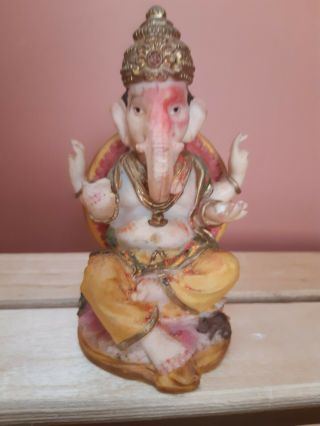 Hindu God Ganesh Sculpture Ganesha Resin Statue Vintage Murti Idol Figurine