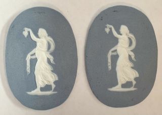 Antique Wedgwood Blue Jasper Ware Large Oval Cameos Plaques