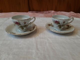 Vintage Ucagco China Demitasse Tea Cup And Saucer Pink Roses Made In Japan