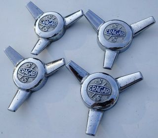 Vintage Cragar Center Spinner 3 Lug Chrome Ss Mag Wheel Caps Set Of 4 Rare